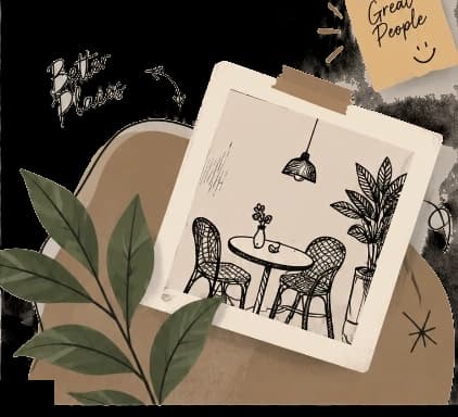 A cafe community gathered around a table