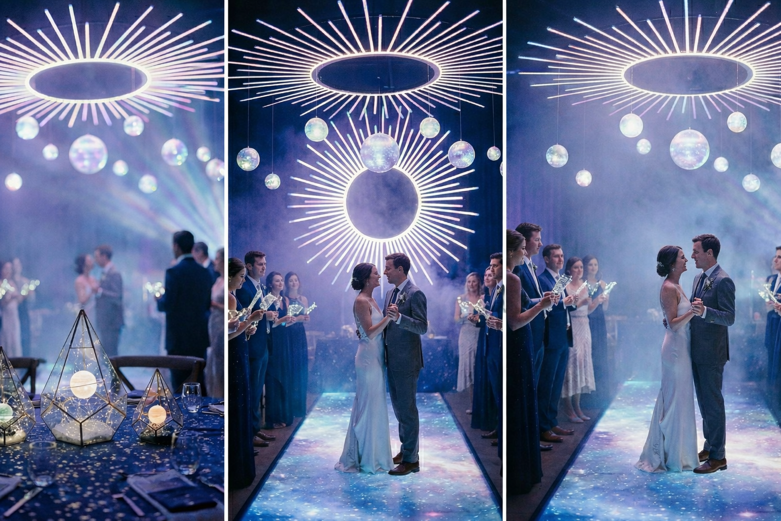 Celestial galaxy wedding theme solar lighting