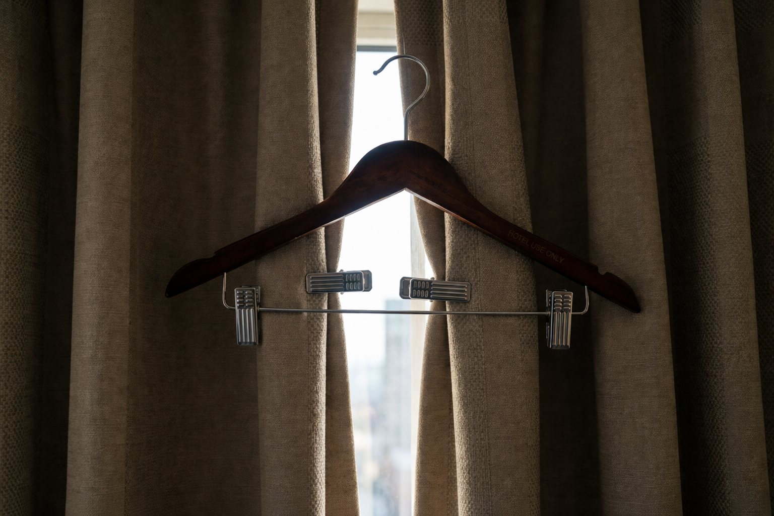 Hotel room hack block sunlight curtain clip hanger
