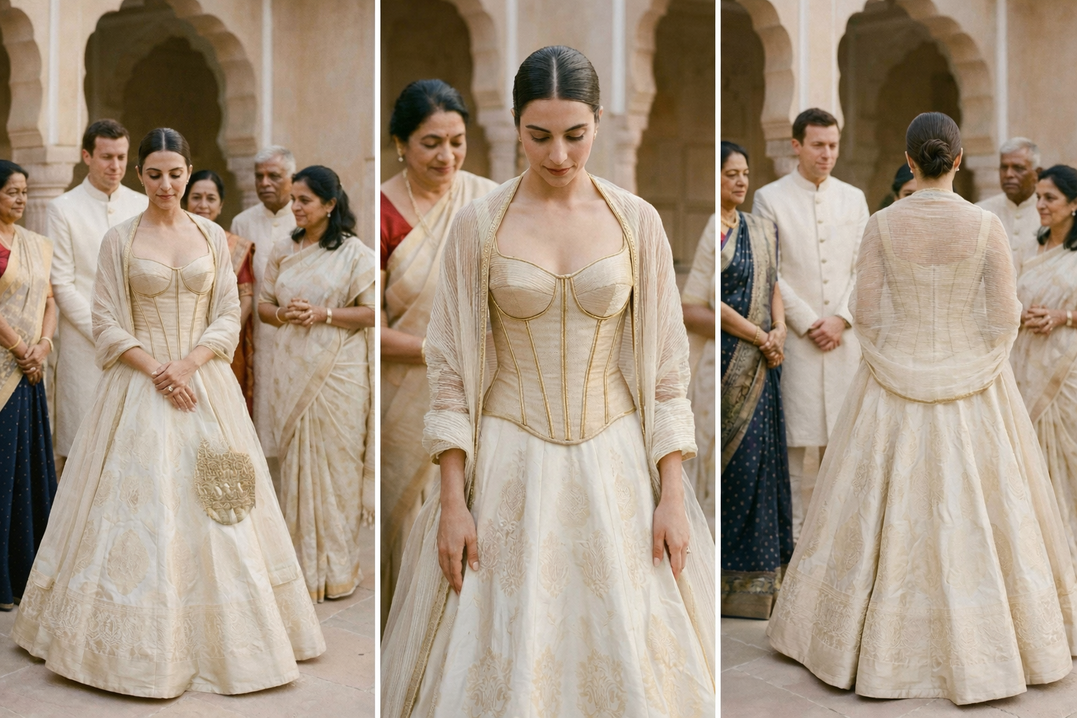 Modern corset blouse lehenga bridal outfit