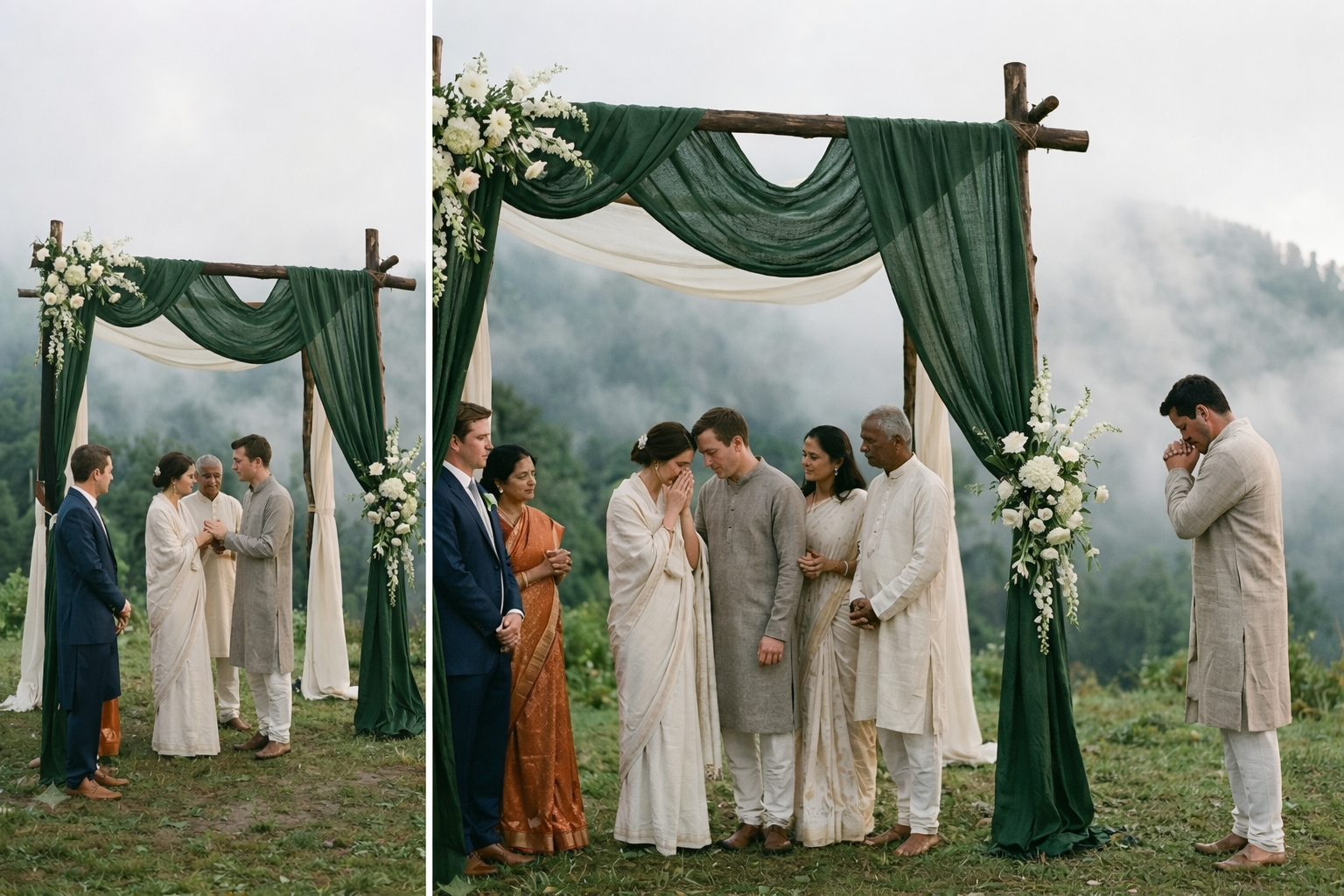 Uttarakhand mountain wedding celebration misty forest